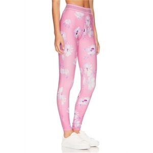 LOVESHACKFANCY Lovette Pink Floral Leggings Logo Waistband Baby Pink Clouds